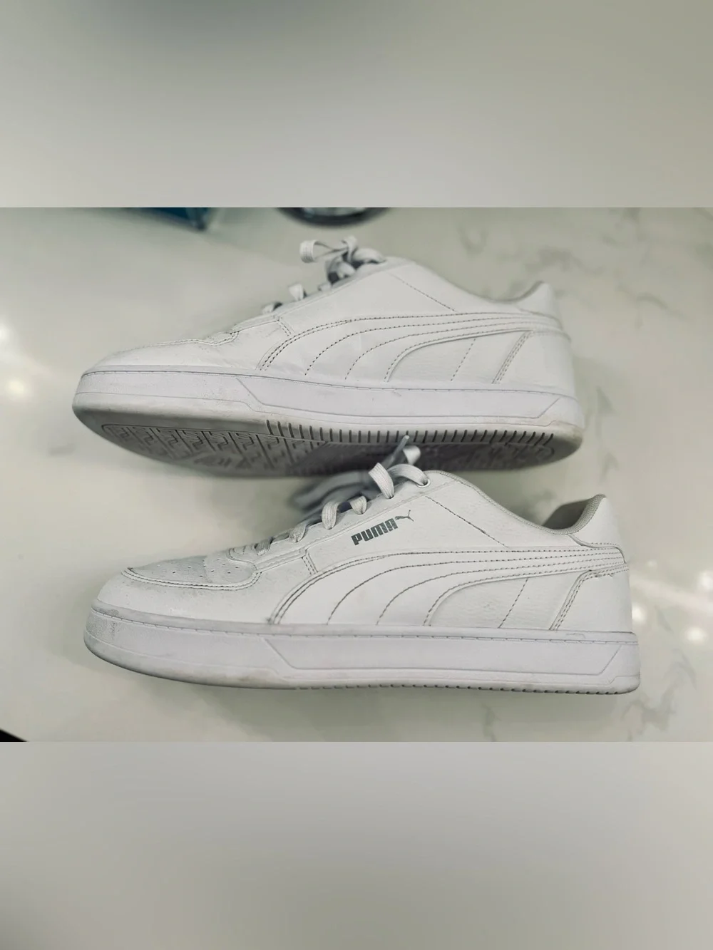 Puma Men’s White Low-Top Lace-Up Sneakers